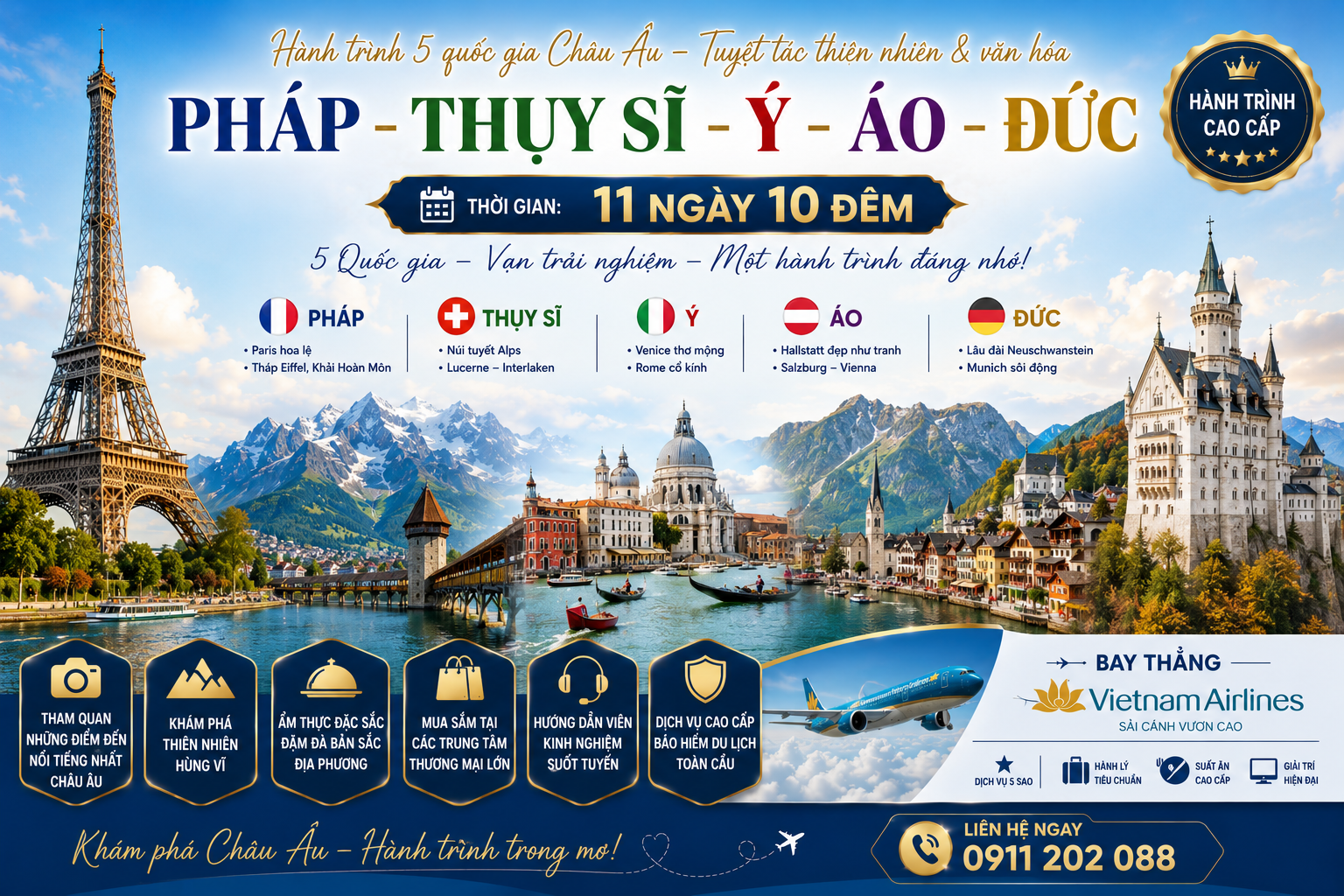 Pháp - Thuỵ Sĩ - Ý - Áo - Đức
