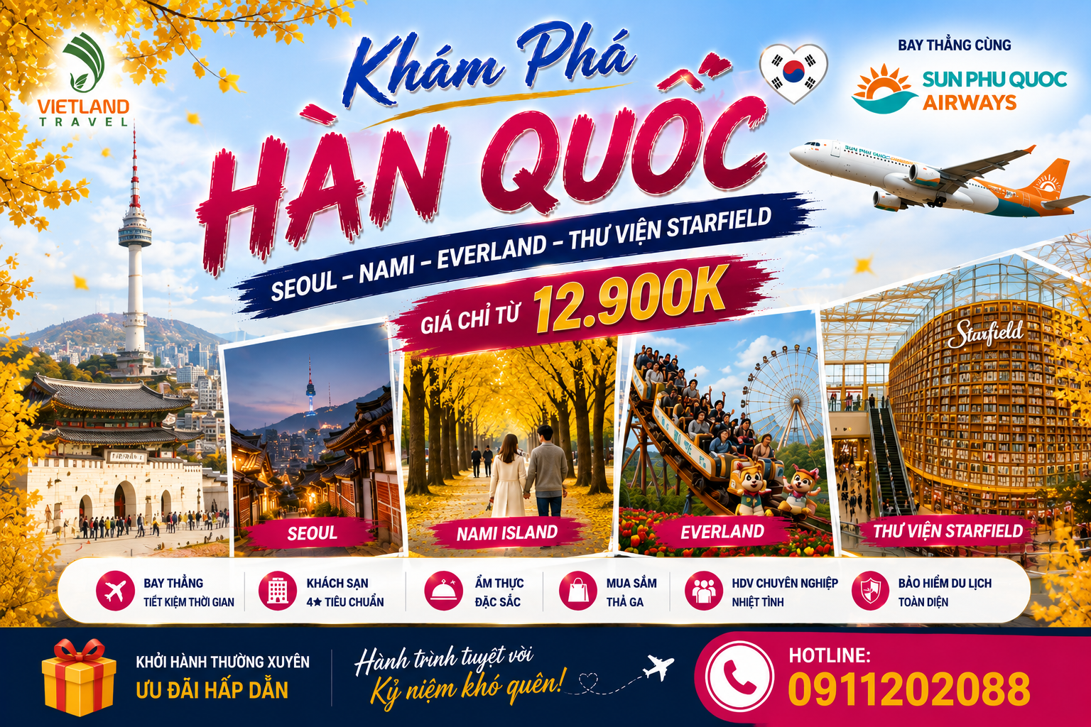 HÀN QUỐC - SEOUL - ĐẢO NAMI - CÔNG VIÊN EVERLAND