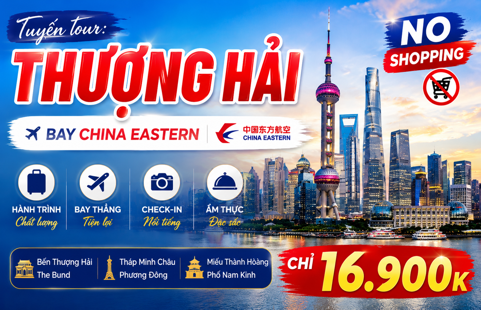 HÀ NỘI – THƯỢNG HẢI – Ô TRẤN – HÀNG CHÂU - BAY MU, NO SHOPPING
